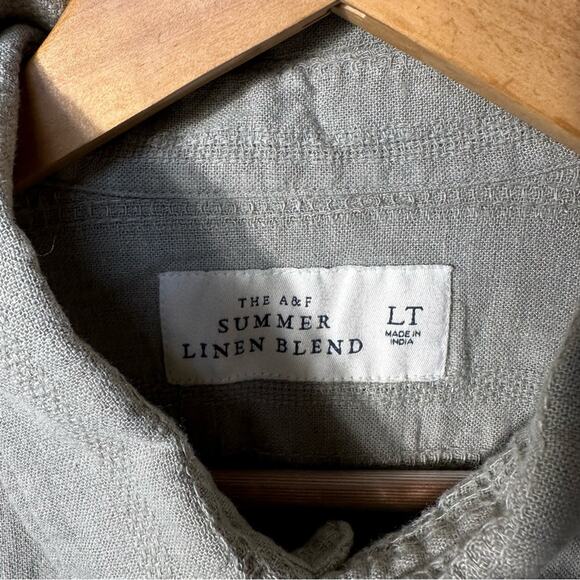 Abercrombie & Fitch A&F The Summer Linen Blend Button Down Shirt Size Large Tall - Picture 5 of 7